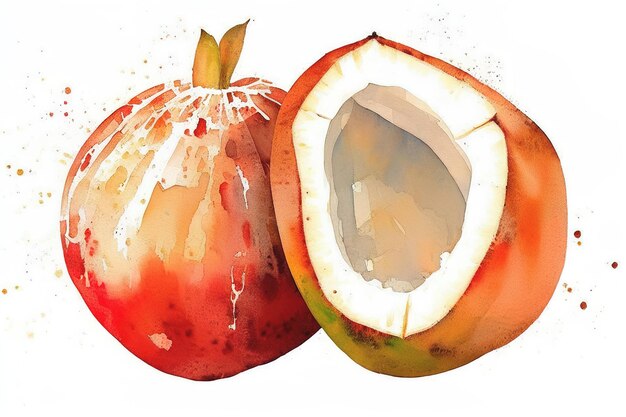 Tropische palm kokosnoot aquarel illustratie Generatieve AI