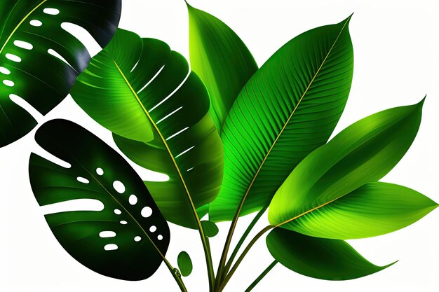 Tropische palmbladeren bladplant groene palmvarenblad geïsoleerd op een witte achtergrond met uitknippad