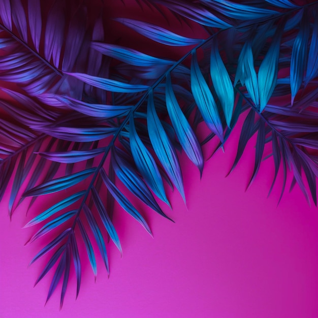 Tropische palmbladeren kleurrijke felle kleur illustratie AI gegenereerd