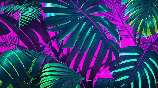 Tropische palmbladeren Neonlichten