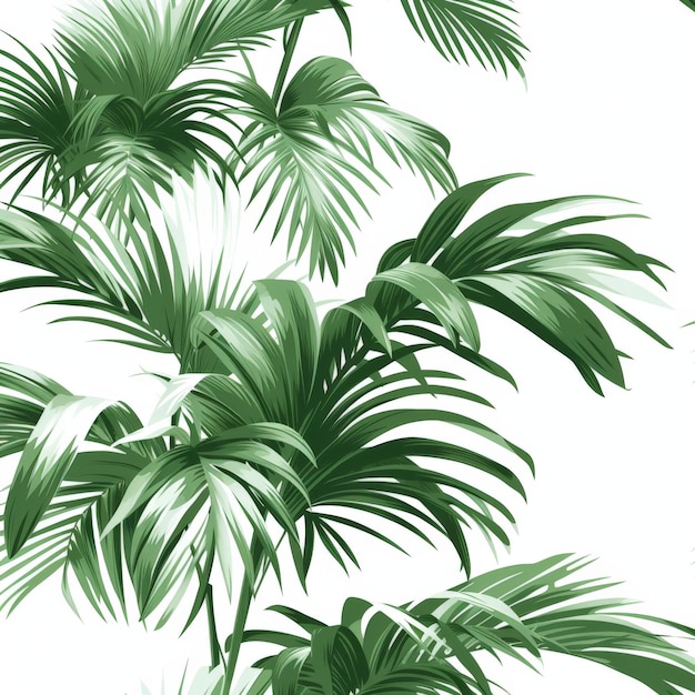Tropische palmbomen Naadloos behangpatroon op witte achtergrond voor interieurontwerp en decoratie