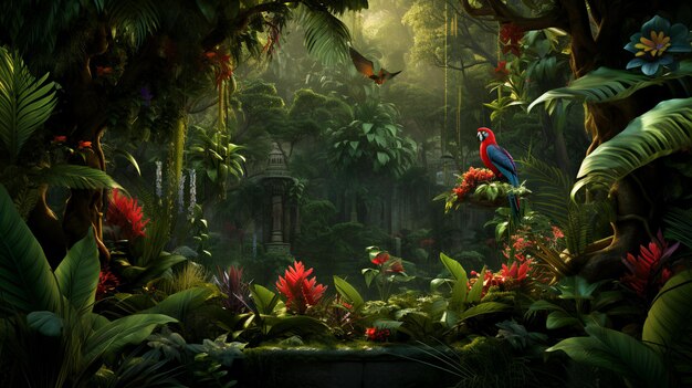 Foto tropische planten behang ontwerp jungle achtergrond