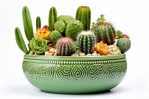 Tropische planten cactus in een pot op een witte achtergrond 3d render