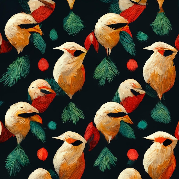 Tropische vogels patronen. Kerst thema.