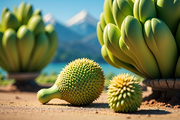 Tropische vruchten durian heerlijke buitenlandse geïmporteerde vruchten dure durian behang achtergrond