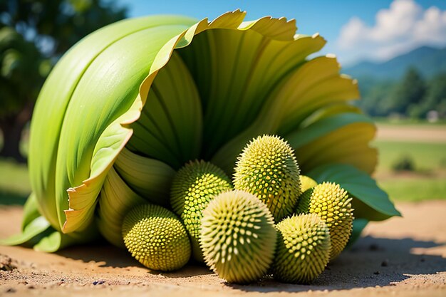 Tropische vruchten durian heerlijke buitenlandse geïmporteerde vruchten dure durian behang achtergrond