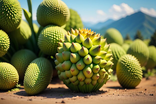 Tropische vruchten durian heerlijke buitenlandse geïmporteerde vruchten dure durian behang achtergrond