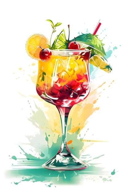 Tropische zomercocktail met fruit en ijs Generatieve AI 8