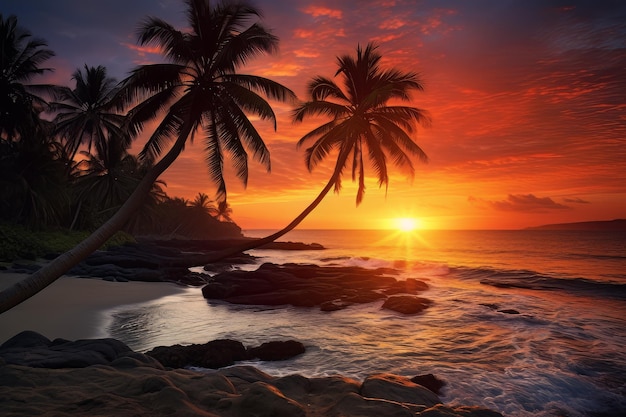 Tropische zonsopgang bij de zee zee dieren fotografie