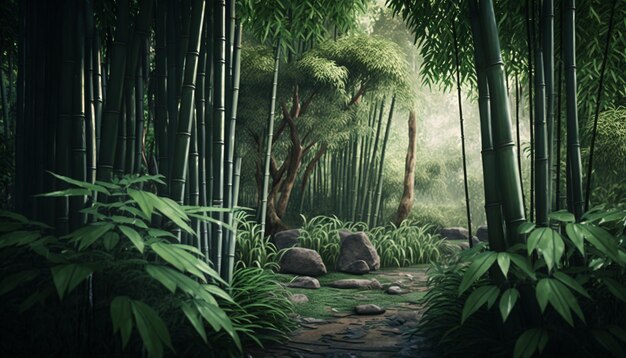 Tropy in Bamboo Grove generative ai