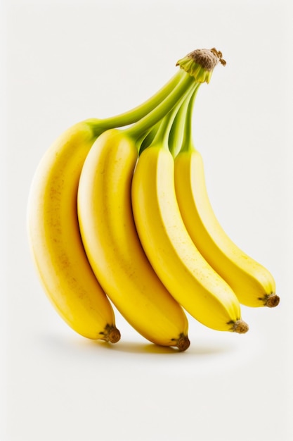 Tros bananen opknoping van tros groene bananen op witte achtergrond Generatieve AI