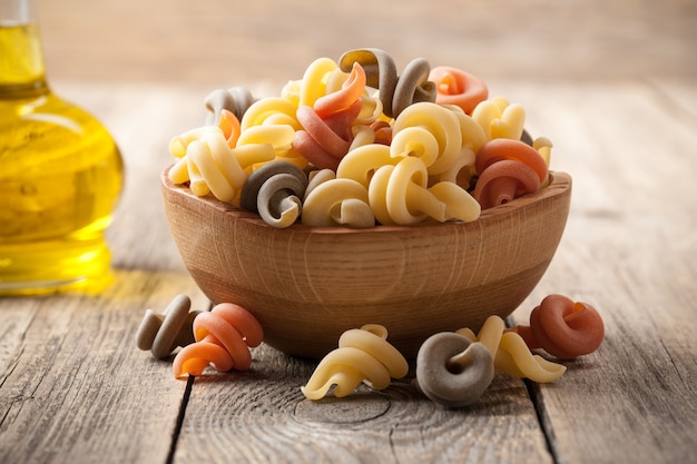 Trottole pasta in a wooden bowl