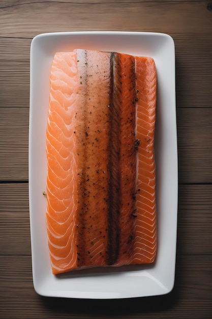 Trout salmon fillet on wooden background