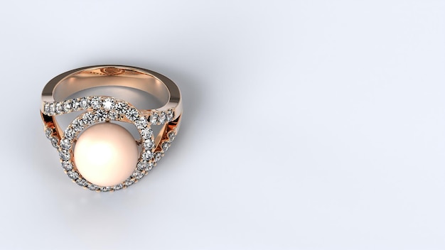 Trouwring goud zilver diamant engagement parel mode huwelijk steen 3d render