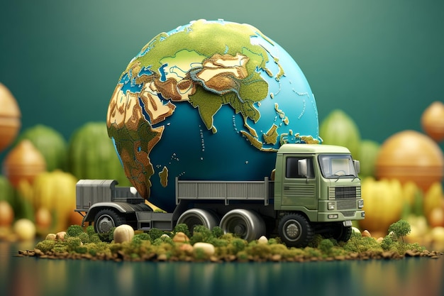 사진 트럭과 지구 세계의 거의 개념