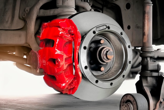 Photo truck brake disc with caliper