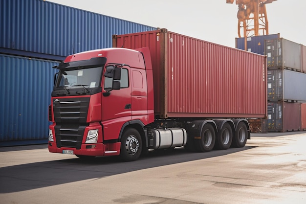 Truck in a container port