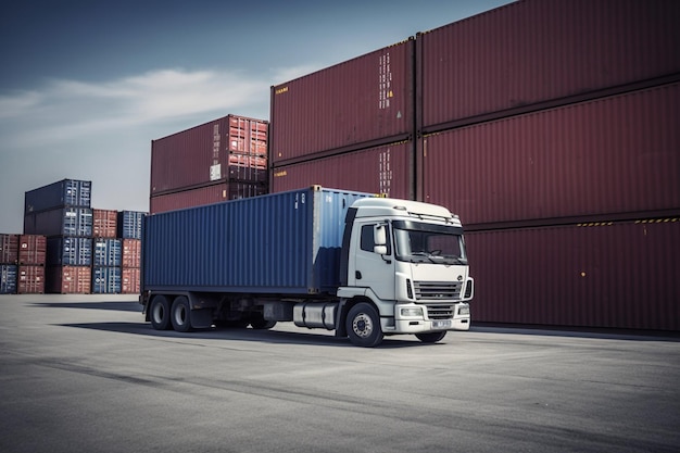 Truck in a container port