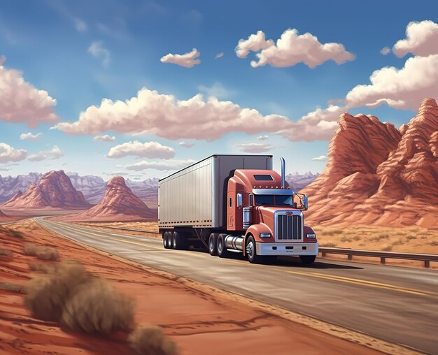 Truck on desert import and export indusrty