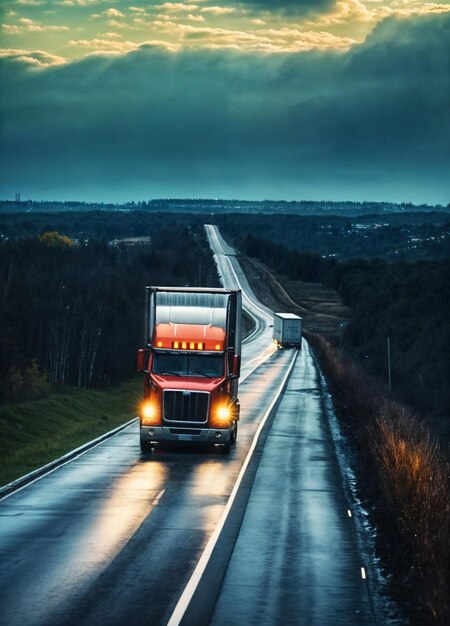 Truck driving along the highway