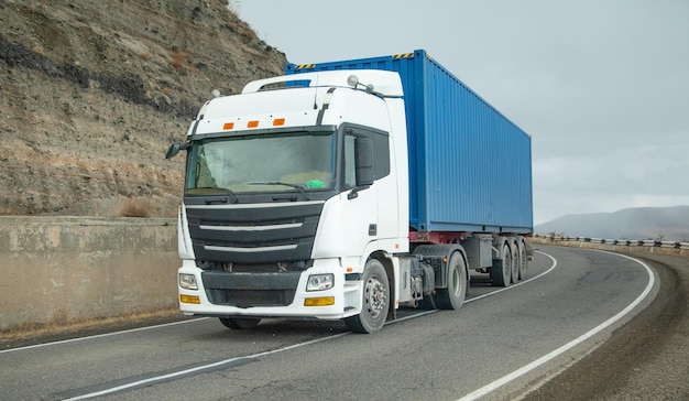 Truck driving at the highways Transportation Delivery