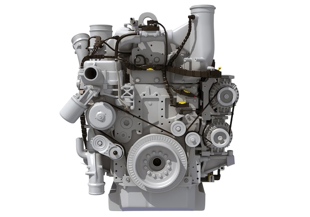 truck engine 3d rendering on white background