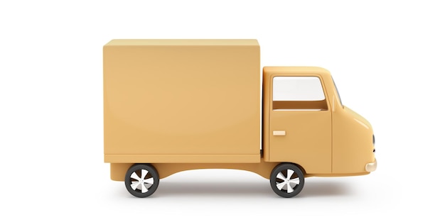 写真 商品の輸送のためのトラック白で隔離される配達車