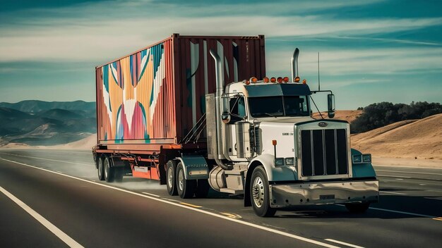 Foto camion su autostrada con container