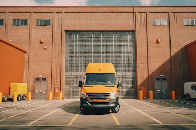 A truck is parked in front of the plant