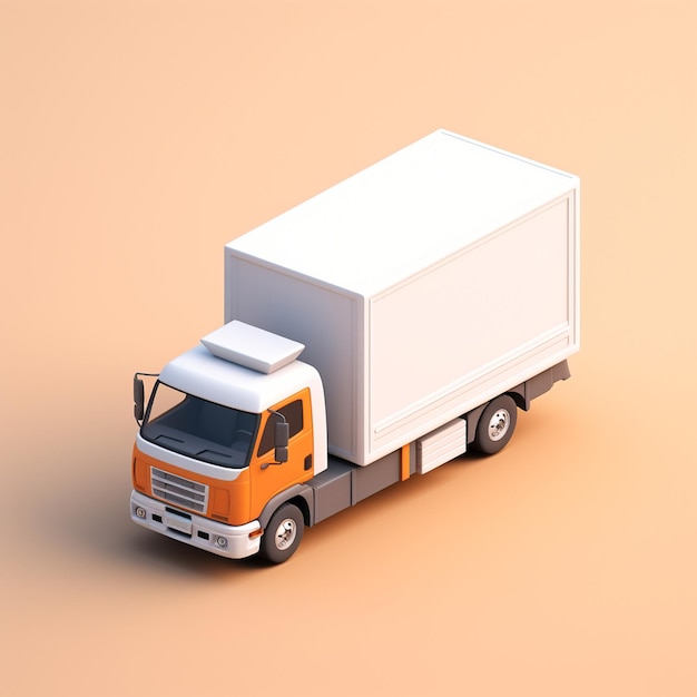 Photo truck isometrics minimal vector flat realistic cute illustration simple 3d render