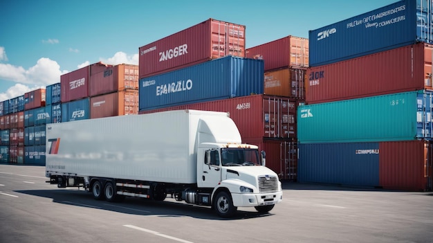 Truck Parked in Front of Shipping Containers