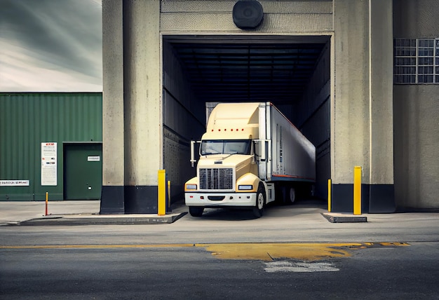 Truck parking at warehouse loading dock Generate Ai