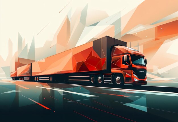 Truck platooning abstract concept vector illustration