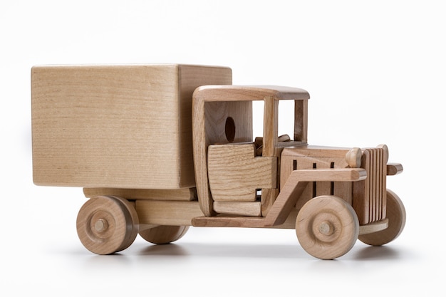 Truck toy made from wood.