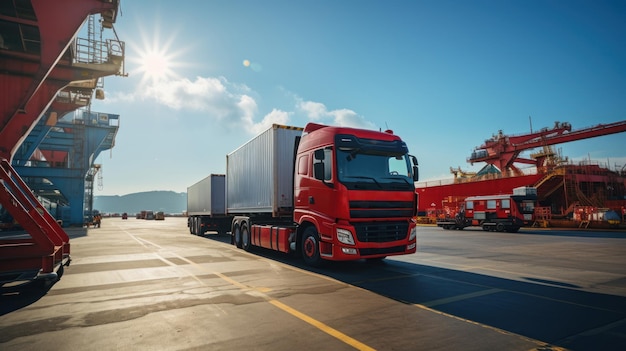 A truck waiting at the port