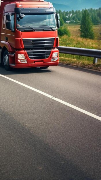 Foto camion con contenitore sull'autostrada