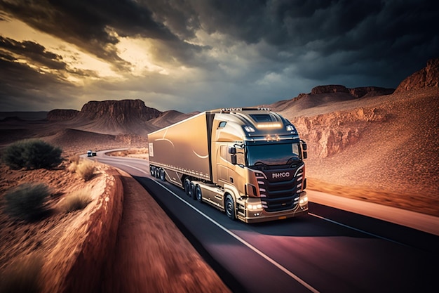 A truck with the number 60 on the back is driving on a road.