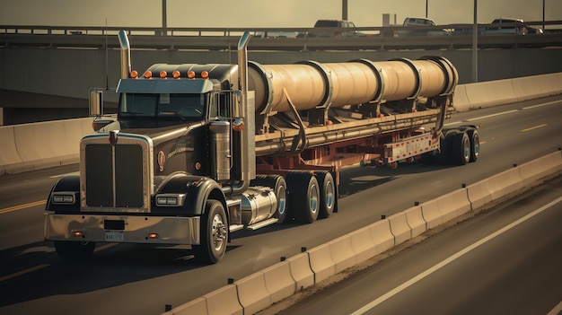 A truck with a trailer on the road