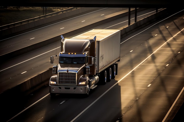 Photo a truck with a trailer on the road