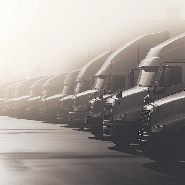 Trucking Business webpaginakoptekst met geparkeerde vrachtwagens Generatieve Ai