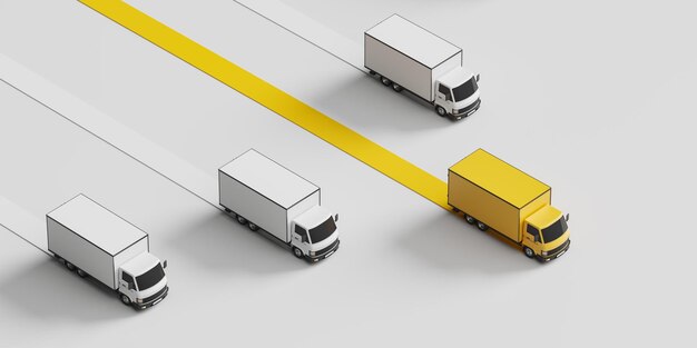 Trucks moving on light background delivery and best service concept