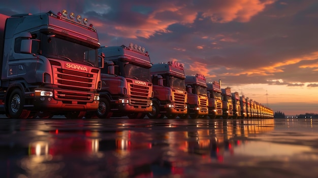 Photo trucks parked on a resting station