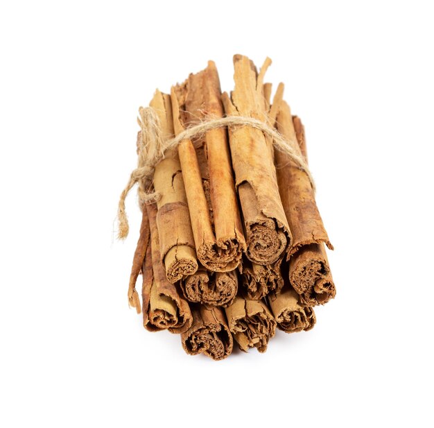 True cinnamon isolated on white background closeup