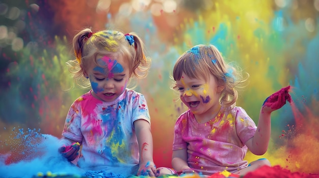 the true spirit of holi captured as children fill the air with colors and happiness in a cultural ce