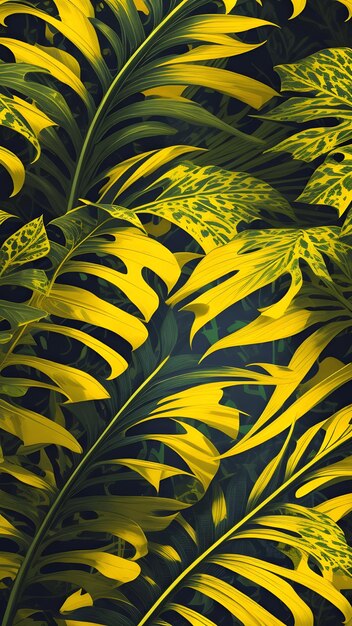 TruetoLife Foliage Realistic Yellow Monstera Leaf Pattern