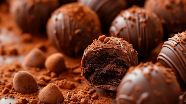 truffle candies in chocolate Selective focus