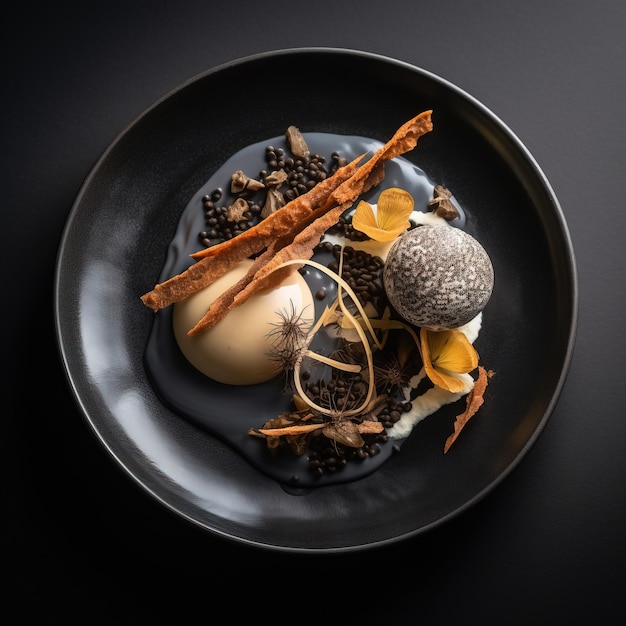 Truffle and ginger dessert ai image generated photorealistic