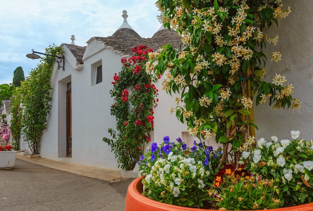 Trulli houses street in Alberobello Italy