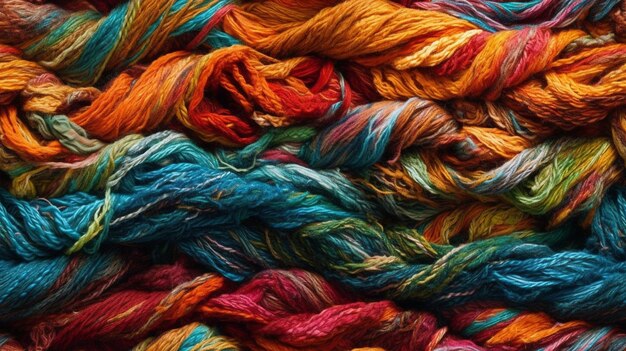 Truly Seamless Tile of Colorful Knitting Yarn And String Background Generative AI With the option to seamlessly tile on all sides to your desired size