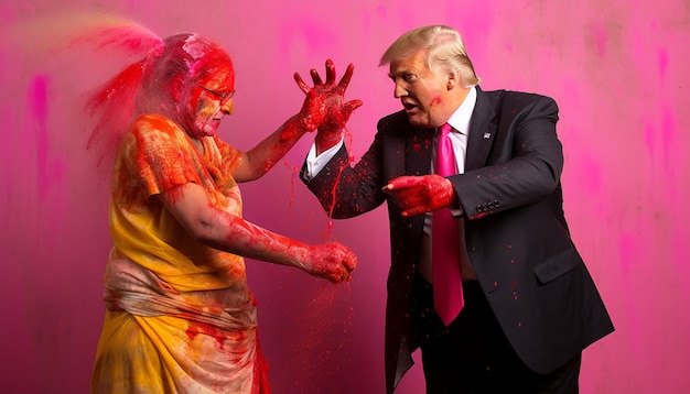 trump playing holi